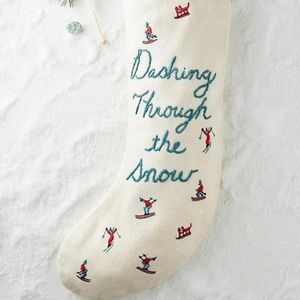 Anthropologie Stocking Christmas Skiing Stocking